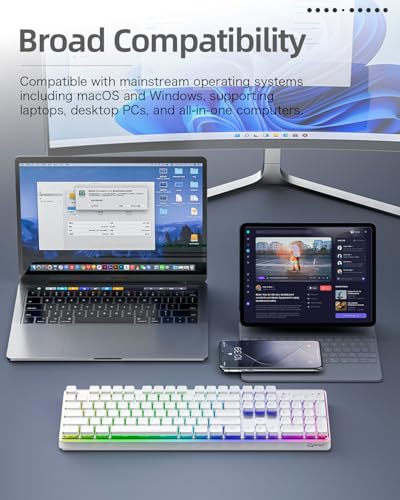 ZIYOU LANG x FREEWOLF M104 Wireless Keyboard, Triple Mode 75% Gaming Office Keyboard with RGB Backlit, 4000mAh Rechargeable, Compatible with Windows/Mac