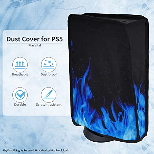 Image of PlayVital Dust Cover for ps5, Soft Neat Lining Dust Guard Anti Scratch Waterproof Cover Sleeve for ps5 Console Digital Edition & Disc Edition - Blue Flame