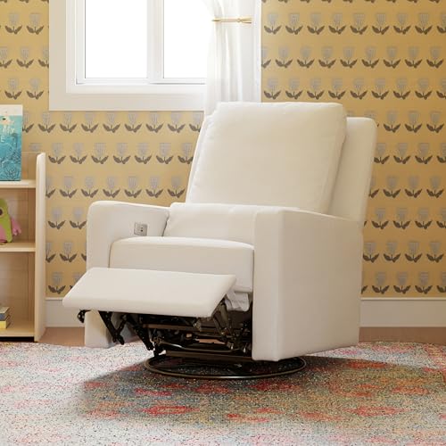 Image of Babyletto Sigi Power Recliner Glider Chair, Performance Cream Eco-Weave