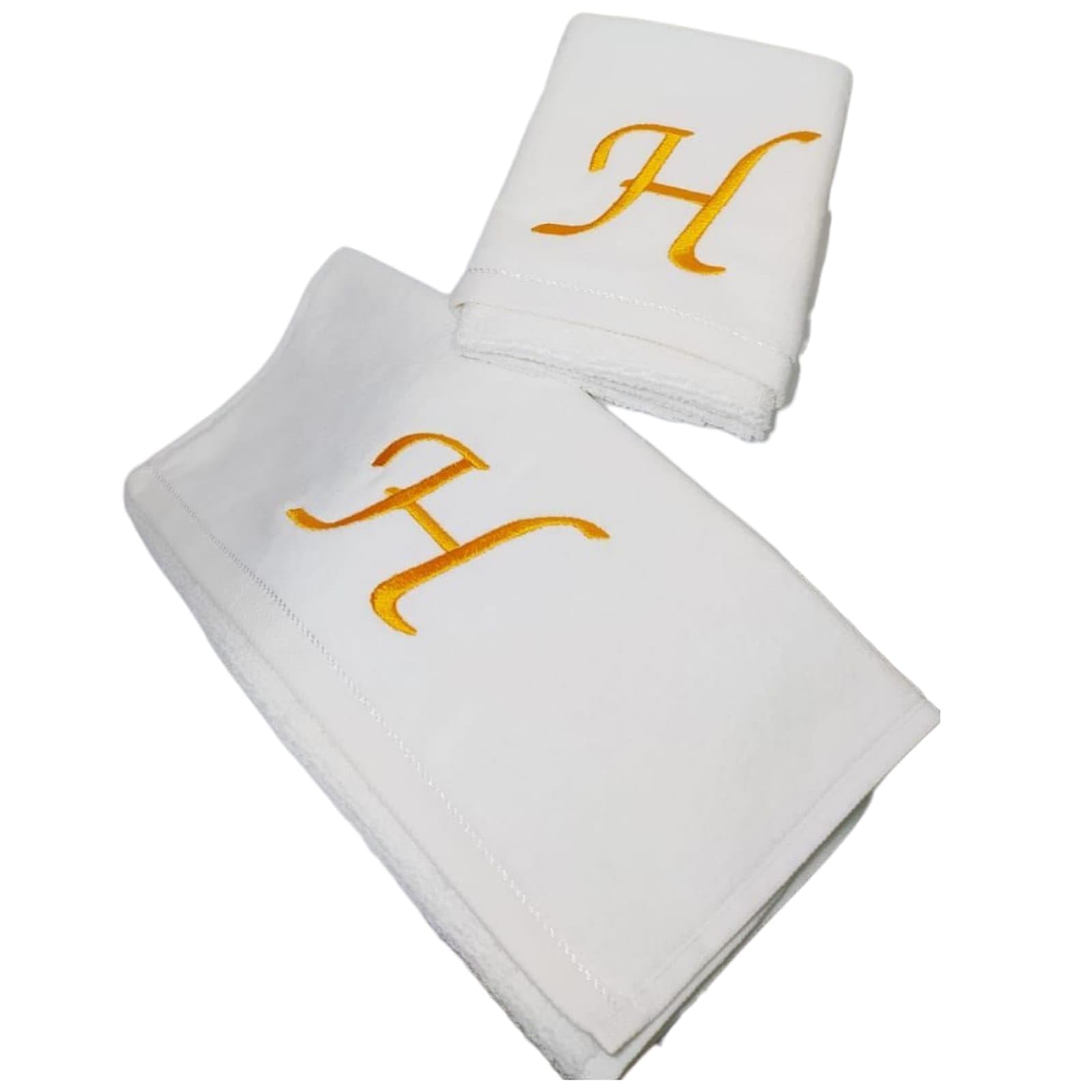 Personalized Gift,Monogrammed Towels Fingertip, 11 x 18 Inches - Set of 2- Gold Embroidered Towel-Extra Absorbent 100% Turkish Cotton- Soft Velour