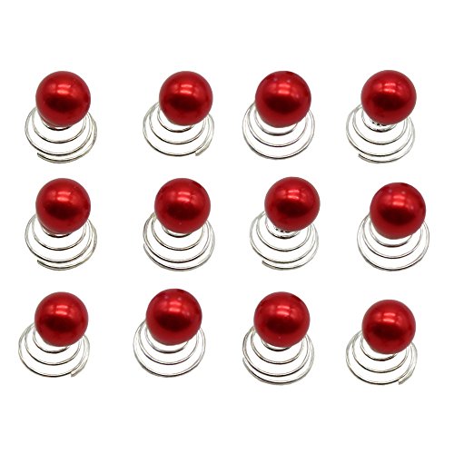 Newstarfactory Hair Twists Spins Clip Pack of 12 (Red)