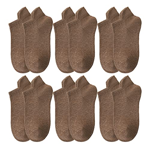 Meias pelo tornozelo de algodão para mulher, 6 pares, meias casuais modernas, corte baixo, ventilação atlética, com apertos, tamanho único, Castanho