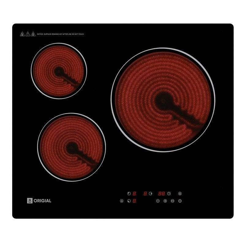 Origial NEOHOB CERAMIC 30 Placa Vitrocerámica 60cm, 5400W, 3 Zonas con Zona Extra Grande 30 cm, Control Táctil, 9 Niveles, Temporizador 99 min, Placa Eléctrica Cocina Negro