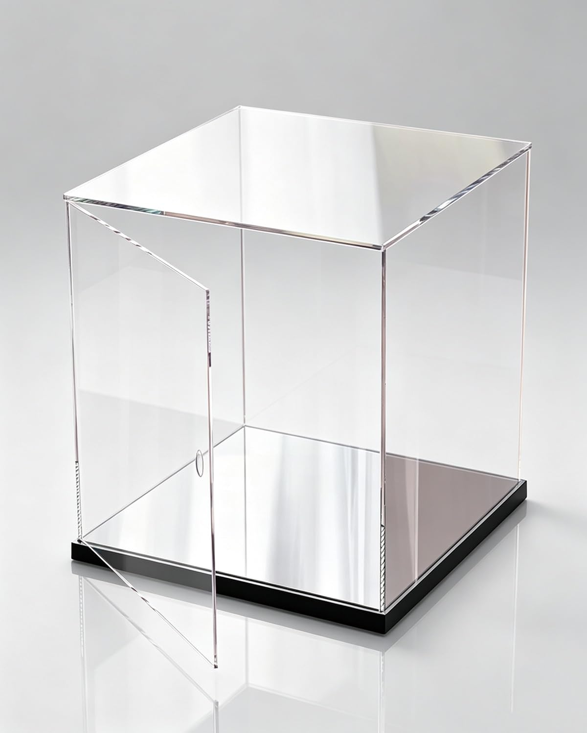 Cajas de Metacrilato Vitrina Alta de Acrílico Transparente con Base Espejo