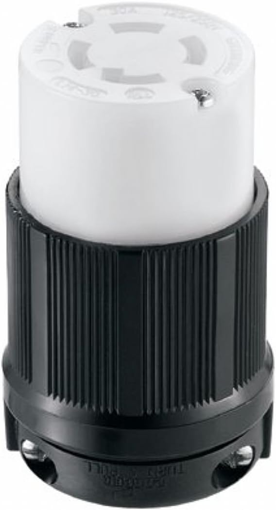 Eaton L1430C 30-Amp 125/250-Volt Hart-Lock Industrial Grade Connector with Safety Grip, Black and White