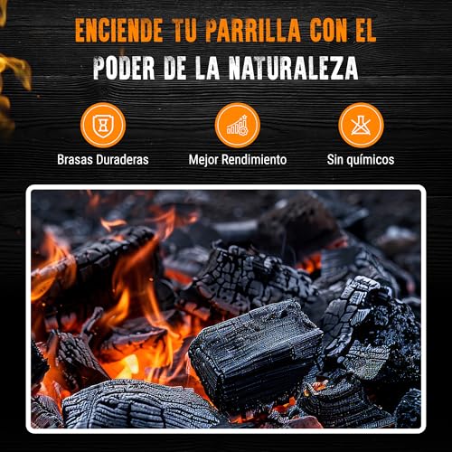 Carbón vegetal 100% encina artesanal de calidad prémium 15 kg 5