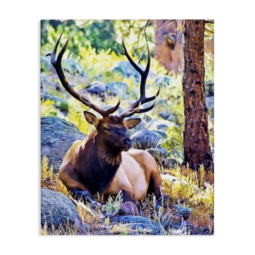 'Stag Deer Resting Amid Forest Trees Natural'| Canvas Art