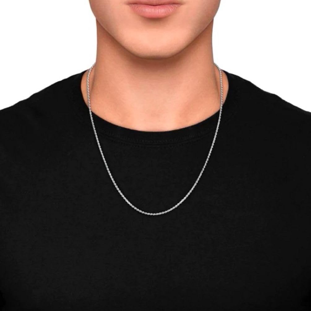 Adabele Solid 925 Sterling Silver Gold Filled Diamond-Cut Rope Chain Necklace 1.1mm 1.4mm 2mm Strong Tarnish Resistant Hypoallergenic Nickel Free Women Men Jewelry
