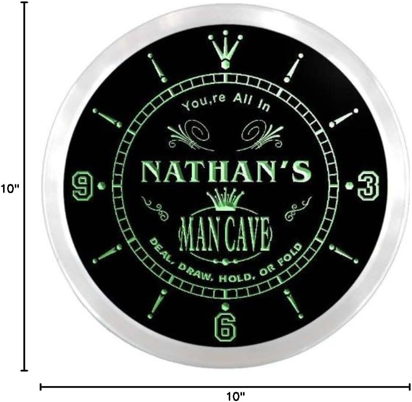 AdvPro ncx0108-tm Nathan's Man Cave Poker Room Custom Name Neon Sign Clock