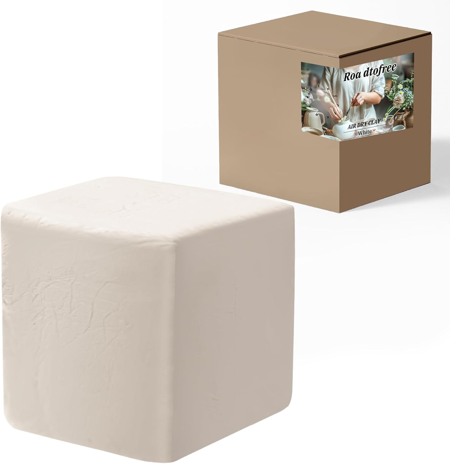 Roadtofree Premium Air Dry Clay 10 lbs White - All-Natural Talc-Free Reusable Modeling Clay for DIY Sculpting Beginners to Pros