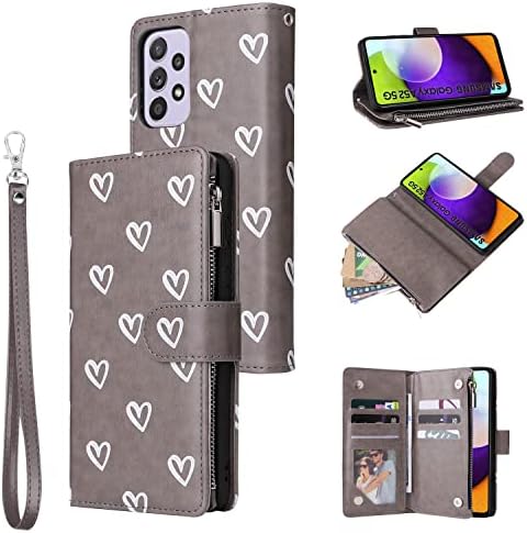 QLTYPRI Case for Samsung Galaxy A53 5G, Large Capacity Leather Wallet Case 6 Card Holder & 1 Zipper Pocket Kickstand Wrist Strap Magnetic Protective Cover for Samsung A53 5G - Black