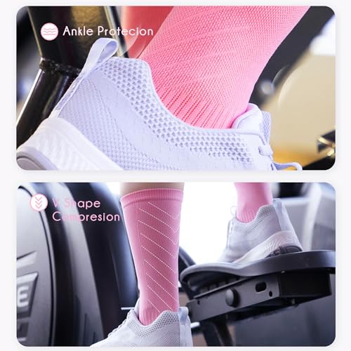 BRISIRA Coolmax Bamboo Viscose Compression Running Crew Socks Women Moisture-Wicking Anti-Blister Cooling Athletic Mid Calf4