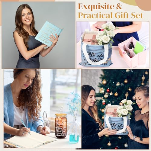 Image of Funnymoom 7 Pcs Christian Gift Set for Women Men Faith Religious Nativity Baptism Church Bible Spiritual for Christmas(Blue)