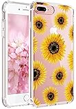 JAHOLAN Cute Girl Floral Design Clear TPU Soft Slim Flexible Silicone Cover Phone Case Compatible with iPhone 7 iPhone 8 - Sunflower