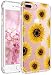 JAHOLAN Cute Girl Floral Design Clear TPU Soft Slim Flexible Silicone Cover Phone Case Compatible with iPhone 7 iPhone 8 - Sunflower