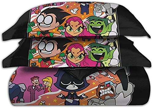 DZXWYM Teen Titans Go Dekbedovertrek Set, Teen Titans Go Beddengoedset, Cartoon Dekbedovertrek, Pluizig en zacht… - Image 5