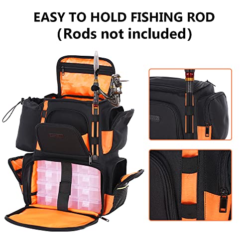 Lixada Fishing Tackle Bag Backpack Fishing Lures Bait Box Storage Bag With 4 Fishing Tackle Boxes #TOP6