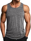 MAGCOMSEN Herren Ärmelloses Sport Tops Sommer Quick Dry Tankshirts Herren Atmungsaktiv Fitnessshirt mit Rundem Ausschnitt Stringer Workout Gym Muskelshirt Dunkelgrau XL