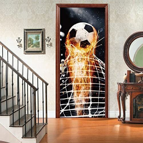 LNSIN Póster de llama, fútbol de 14 x 78.7 pulgadas, vinilo extraíble 3D para puertas interiores, dormitorio, sala de estar, decoración del hogar
