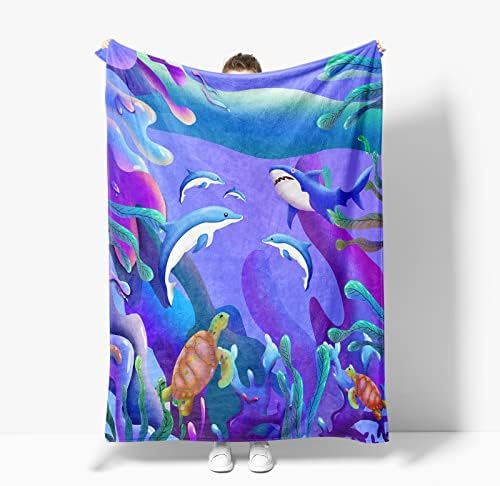LFMU Dolphin Fleece Blanket for Bed - 50" X 60" Dolphin Fleece Throw Blanket for Women, Men and Kids, Dolphin Gifts Super Soft Plush Dolphin Blanket