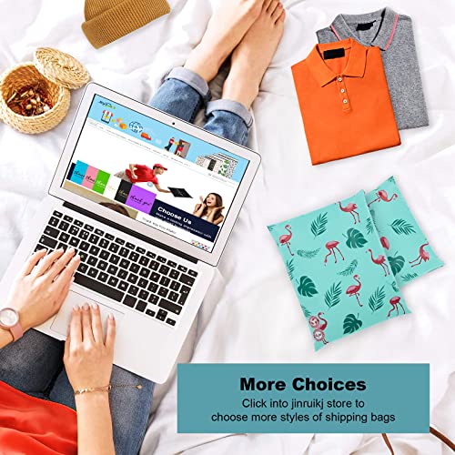 JinRuiKJ-Biodegradable-Poly-Mailer-10x13-100-Pack-Eco-Friendly-Shipping-Bags-for-Clothing-Self-Sealing-Packaging-Bags-for-Small-Business-Green-Mailing-Bags-Flamingo-Design