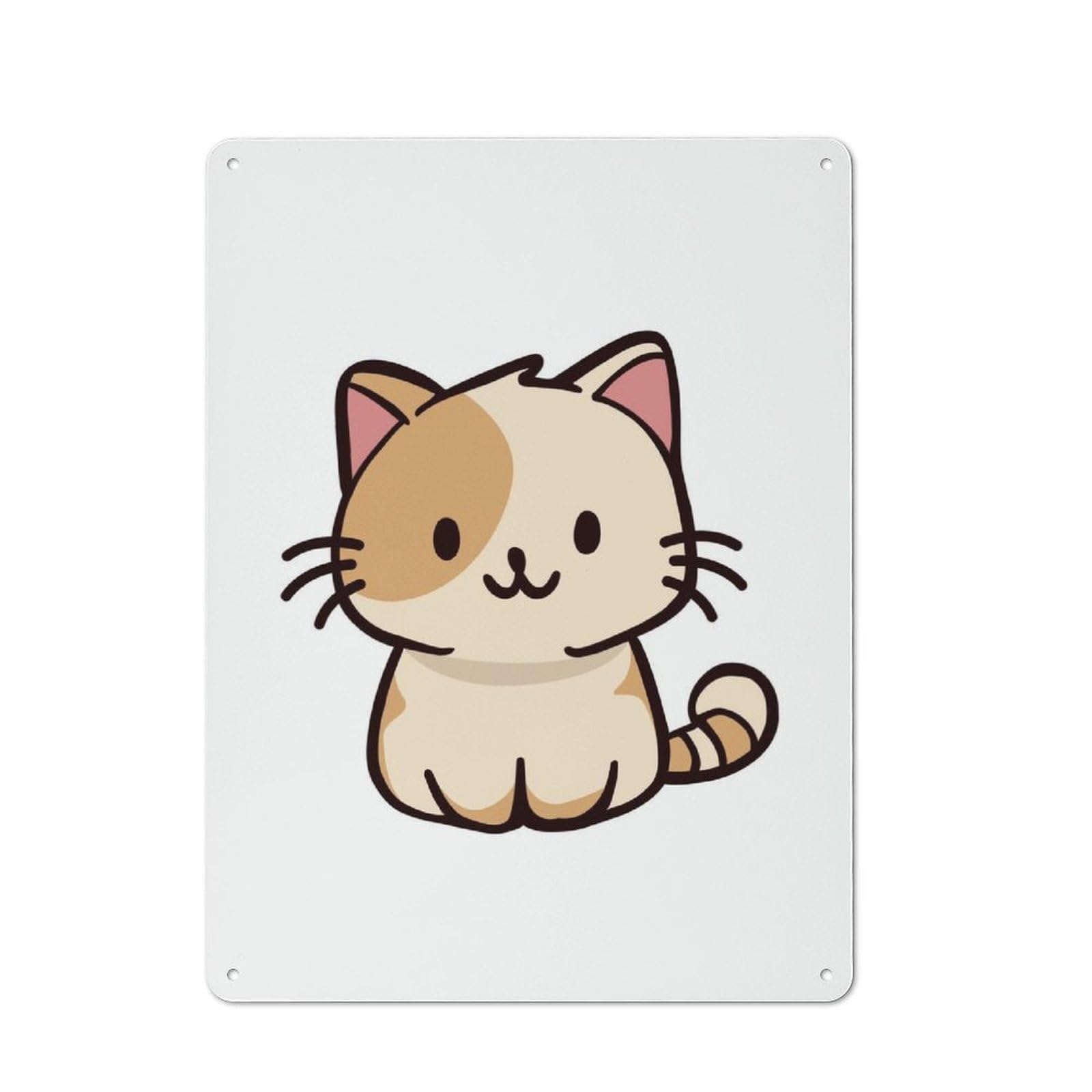 Junmoney Calico Cat Cute Tin Sign 40X30cm With For Living Room Wall, Retro Decor, Gift Idea At Christmas For Living Room Decor Lovers