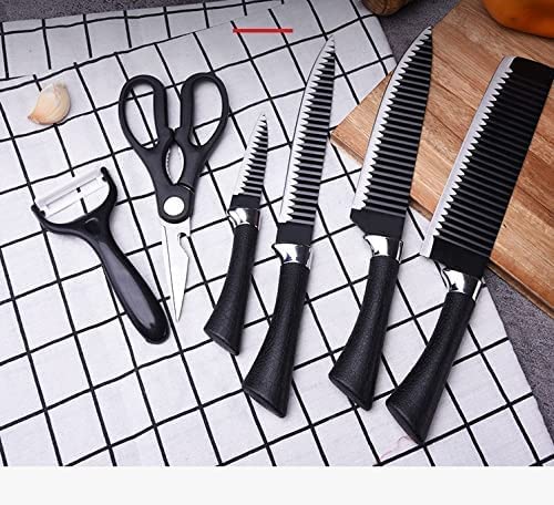 Image of High-Carbon Stainless Steel Kitchen Knives - 6 Pcs Set (Black)