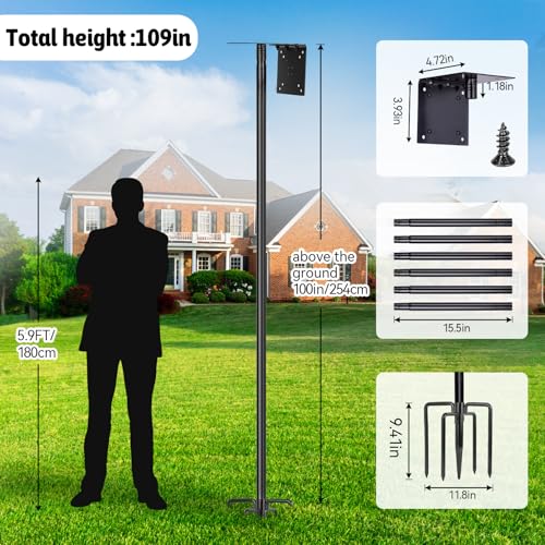 image for LOPANNY Bird House Pole, 1 Pack 109 Inch Heavy Duty Bird Feeder Pole M