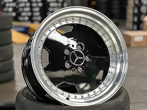 Generic New 17 inch Staggered Aero Classic Wheel (set of 4), PCD 5x112, Front/Rear Offset 25, Colour - Gloss Black (17x8J)