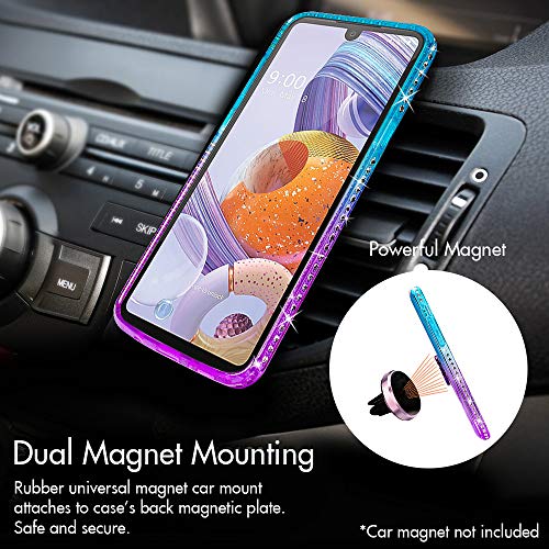 Silverback For Lg K51 Case/Lg Reflect Case/Lg Q51 Moving Liquid Holographic Sparkle Glitter Case With Kickstand, Bling Bumper With Ring Stand Slim Protective Lg K51 Case For Girls Women -Purple #TOP3