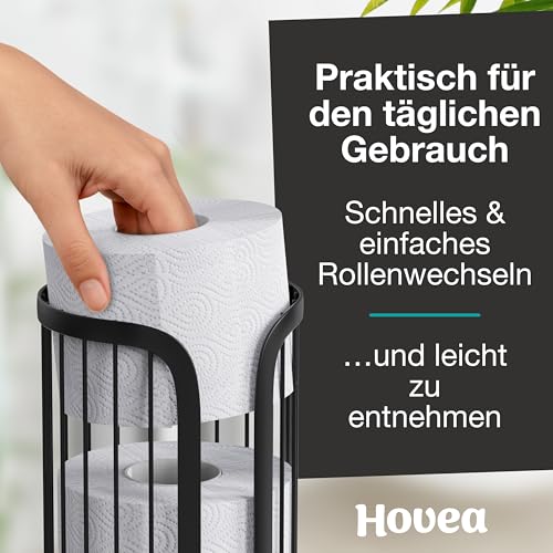 Hovea - Toilettenpapier Aufbewahrung - Für bis zu 3 Rollen - Kompakte Größe - Mit erhöhten Füßen - Toilettenpapierhalter aus Metall - Freistehend - Klopapier Halter - Schwarz - PPT320