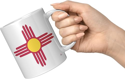 Miniatura 10 de Taza de café con símbolo Zia de Nuevo México, 15 onzas, color blanco