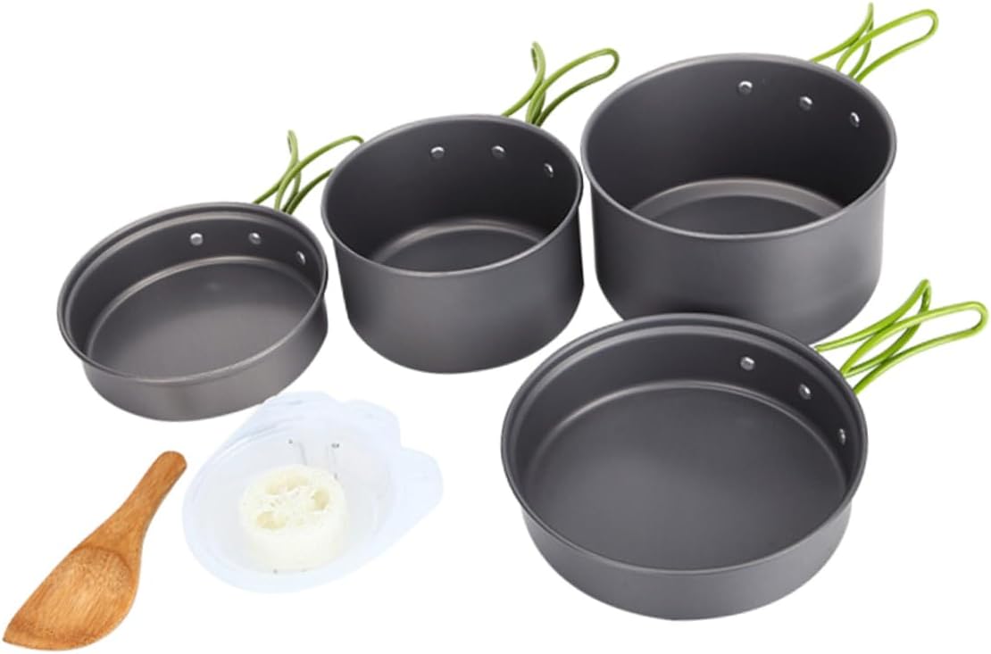 1Set Outdoor Cooking Set Cookware for Camping Picnic and Hiking Non Stick Easy to Clean Lightweight Versatile Cooking Pot and Pan Kit for