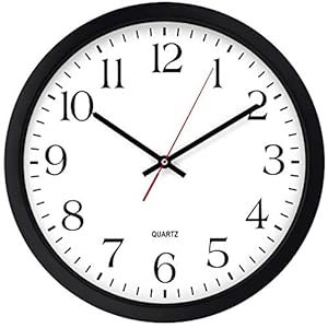 Bernhard Products Black Wall Clock, Silent Non Ticking – 16 Inch Extra Large Quality Quartz Battery Operated Round Easy to Read Home/Office/Business/Kitchen/Classroom/School Clocks