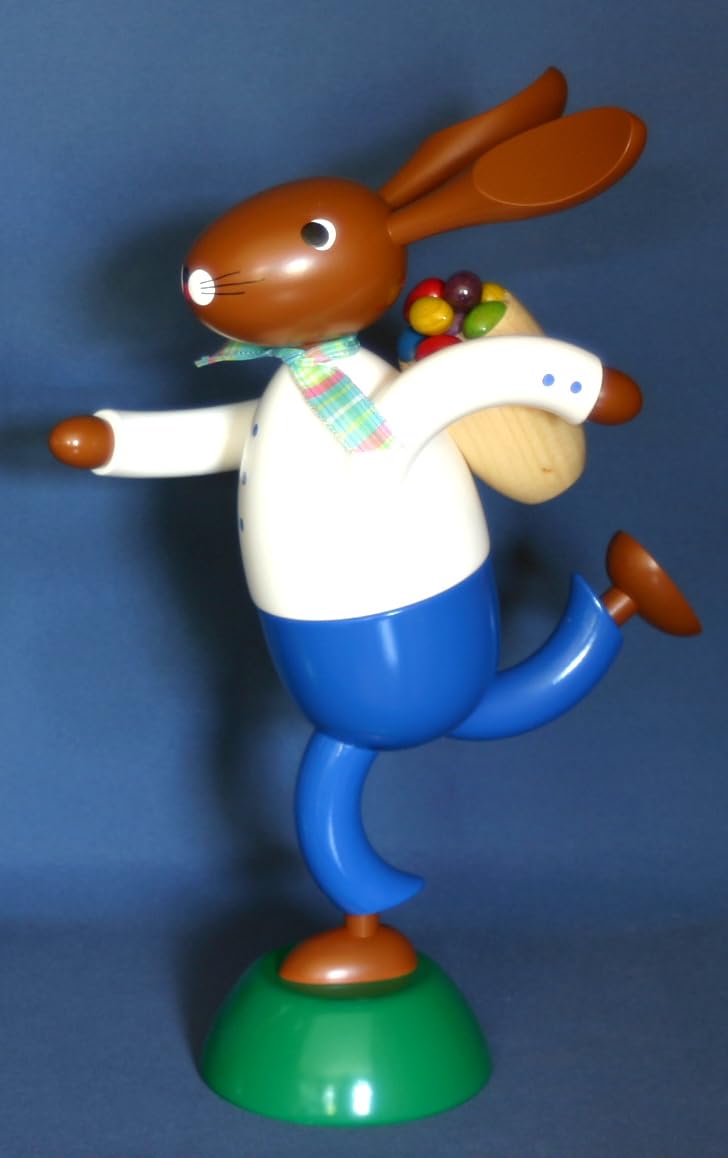 Eiliger Osterhase - 30cm Großfigur - Handarbeit aus dem Erzgebirge (blau)