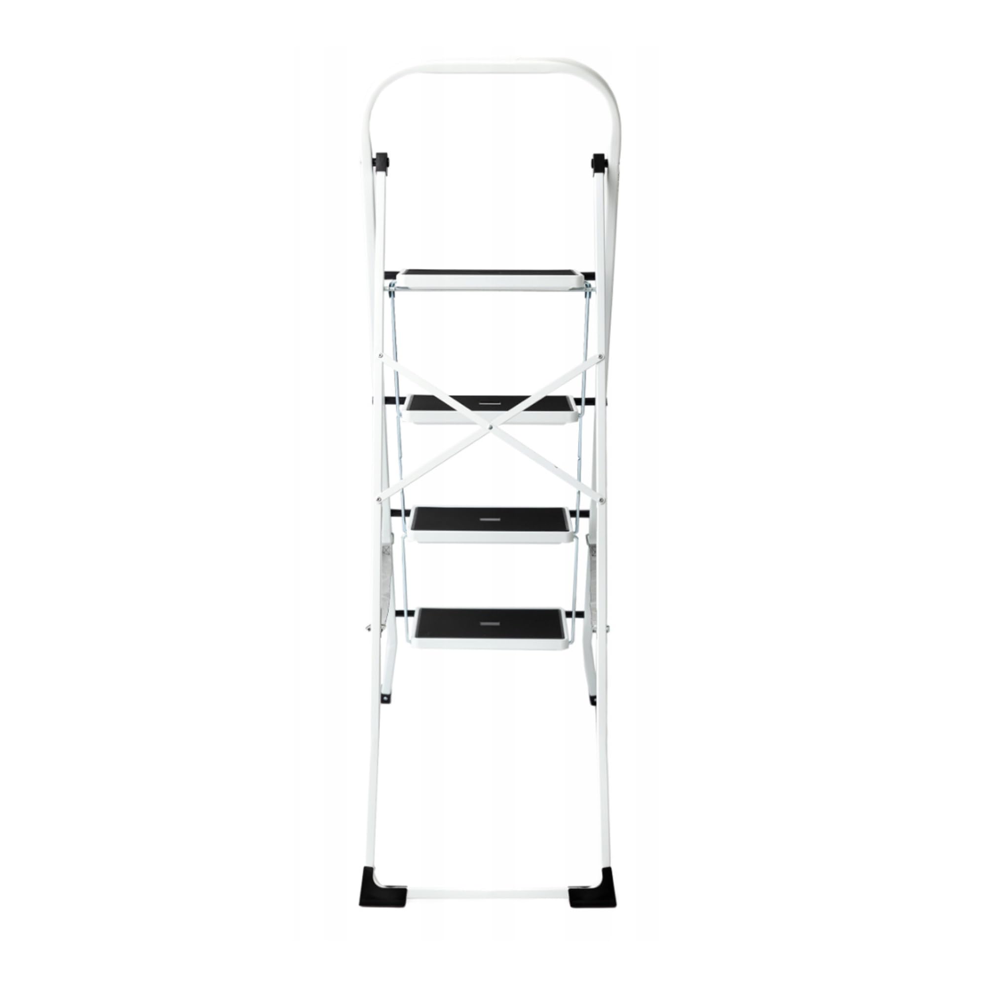 Escalera Plegable 4 Peldaños Profesional XL | Acero Reforzado Tubo Cuadrado Premium | Peldaños Extra Anchos Antideslizantes | Máxima Estabilidad para Almacén y Hogar | Altura 97cm