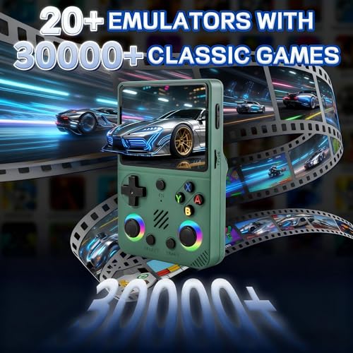 Image of RG36PRO Retro Video Game Console - Support 30000+Classic Games, 3.5-Inch Screen, 64G TF Card, 3000mAh Battery, Portable Console with Open Source System, Gift for Adult or Partner - Green