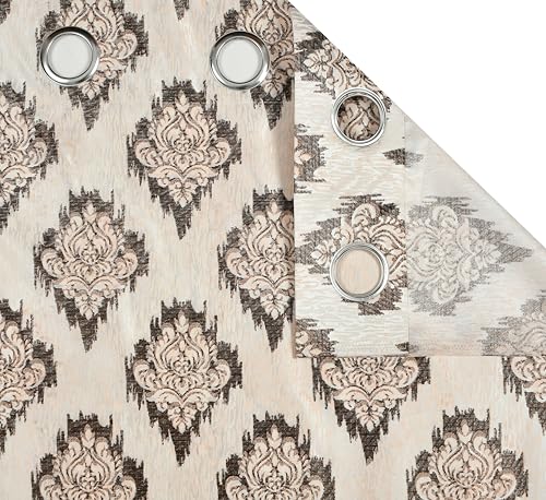 Image of Yarnis Polyester Damas Printed Room Darkening Curtains 9 Feet Long for Door & Windows Living Room, Coffee Brown, Parda, 1 Piece