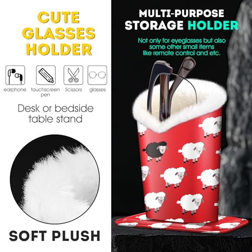 Image of Pack of 2 Plush Lined Eyeglasses Holder Stand Protective Glasses Case For Desks Or Nightstands