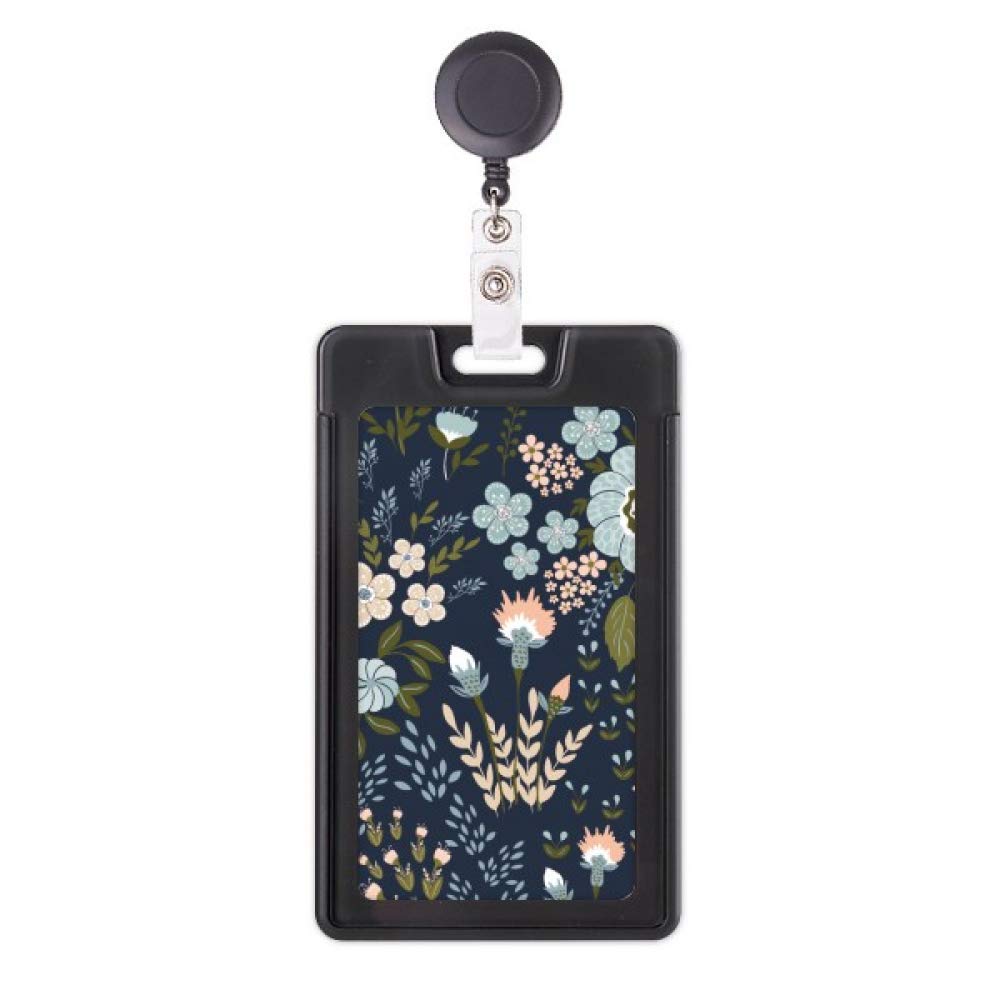 Funda retráctil para tarjetas y pases de oficina con estampado de flores 5