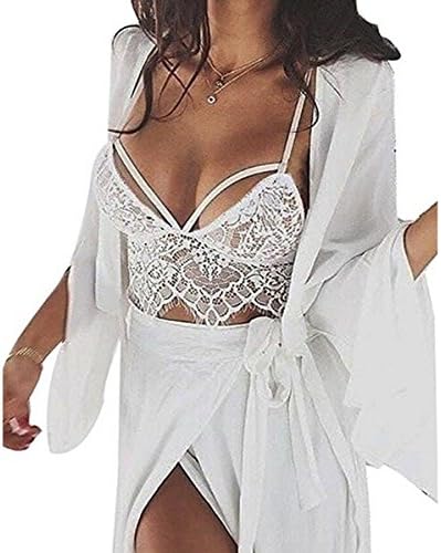 SEADEAR Women's Sexy Lingerie Super Soft Lace Bra Top Bralette Bralet Bra Bustier Crop Top(White,L)