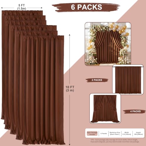 Image of SoarDream Polyester Brown Backdrop Curtains - 5ft x 10ft 6 Panels Professional Wedding Event Photography Perfect for Family Photos Celebrations