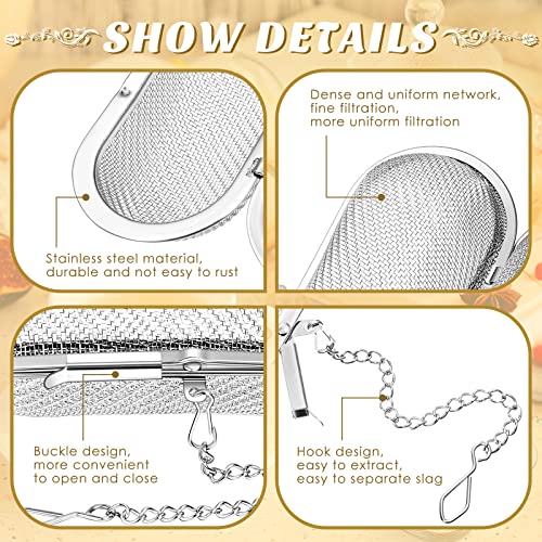 Hoolerry 3 Pcs Tea Ball Infusers Loose Leaf Tea Strainers Steeper Stainless Steel Mesh Floating Oval Filters 4.25 x 1.75 Inch for Kitchen and Home