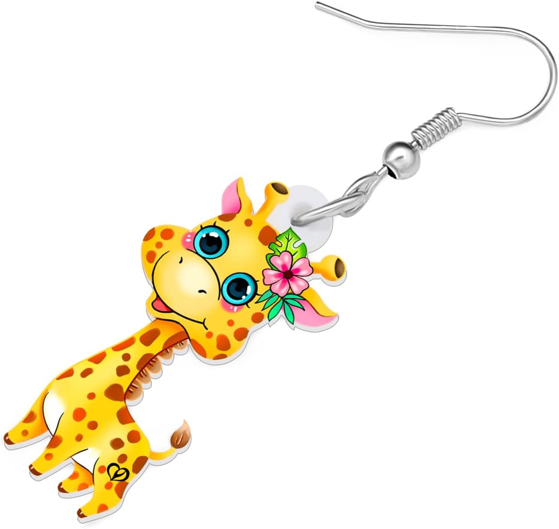 DUOWEI Cute Giraffe Gifts for Women Acrylic Cartoon Giraffe Earrings Dangle Jewelry Birthday Charms for Giraffe Lovers - Image 4