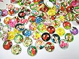 cabochon vorlagen blumen Größe: 12x4mm 50 Glas Cabochons 12mm Motiv Blume 12x4mm Glascabochons rund flach (Blume #101)