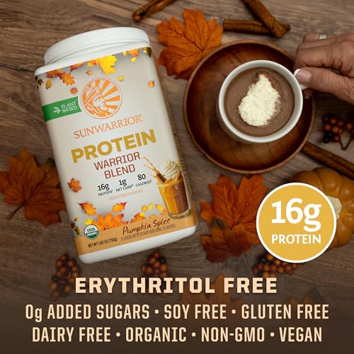 Image of Sunwarrior Vegan Protein Powder Plant-Based USDA Organic Protein BCAA Amino Acids Hemp Seed Keto Friendly Soy Dairy Gluten & Synthetic Free Non-GMO, Pumpkin Spice Flavored 30 Servings