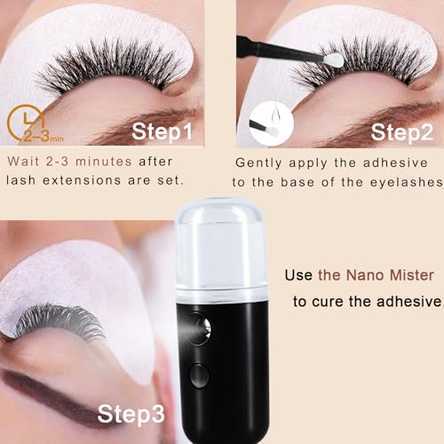 2Pack Kingsmile Facial Mister, Portable Face Mister, Cool Nano Mist Sprayer for Face Hydrating, Mini Handy Mister for Eyelash Extensions with 1oz Large Capacity Screwing Visual Water Tank Black/White - Image 3
