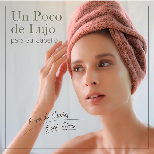 Miniatura 2 de Myhomebody Toallero De Pelo, Lujoso Turbante De Secado Rápido, Fibra De Bambú Absorbente Ultra Suave Y De Secado Rápido, Con Botón De Concha De Coco Cinnamon