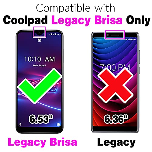 Asuwish Phone Case For Coolpad Legacy Brisa, Stand Wallet Cover With Tempered Glass Screen Protector, Flip Card Holder Shockproof Kickstand Cell Protective Case For Cool Pad Cp3706As 2020 2021 Blue #TOP1