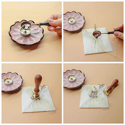 VOOSEYHOME Elegant Rose in Bloom Wax Seal Stamp Kit, Gold/Red/Silver Sealing Wax Sticks, Decorating on Invitation Envelope Gift Packing Card for Birthday Themed Party Wedding Signature